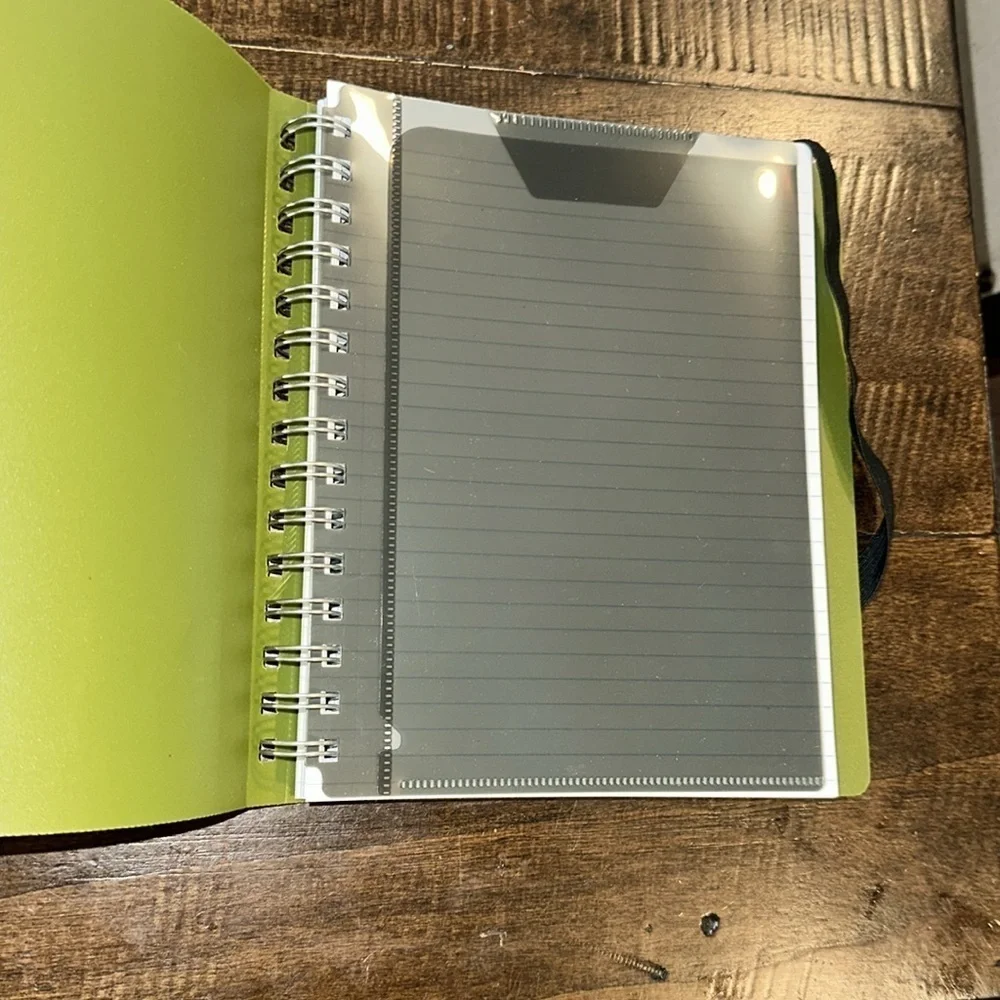 Green Top Flight Notebook with Black Elastic Band